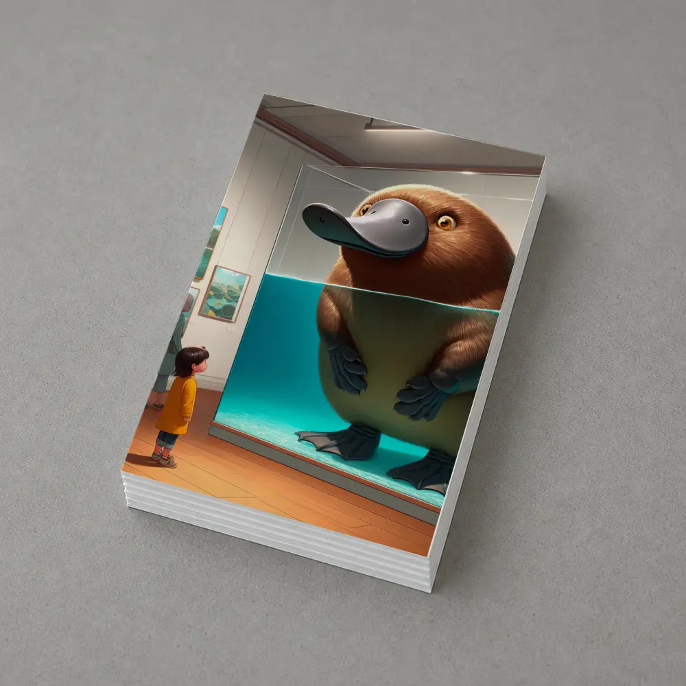 Giant Platypus in Museum Aquarium Cartoon Art – Postcards