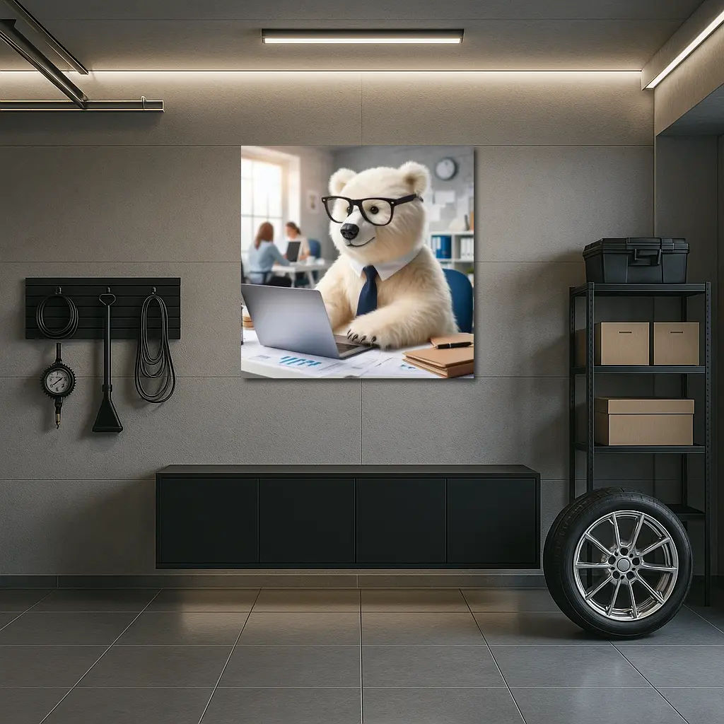 Polar Bear Office Worker Wearing Glasses Tie – Wall Art