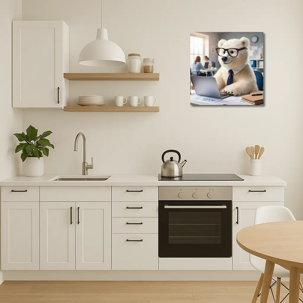 Polar Bear Office Worker Wearing Glasses Tie – Wall Art