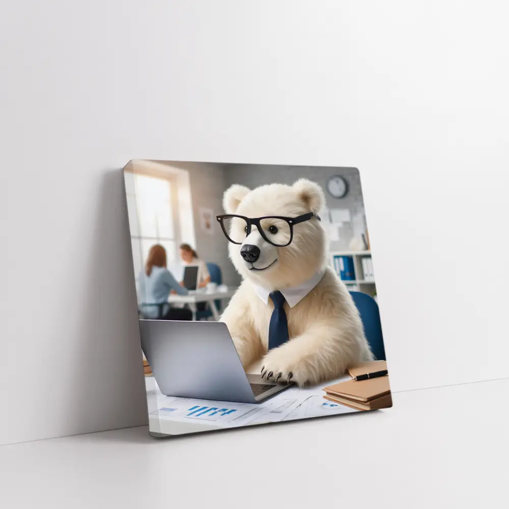 Polar Bear Office Worker Wearing Glasses Tie – Wall Art