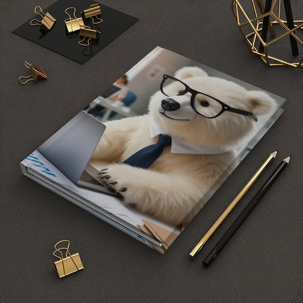 Polar Bear Office Worker Wearing Glasses Tie – Notebooks
