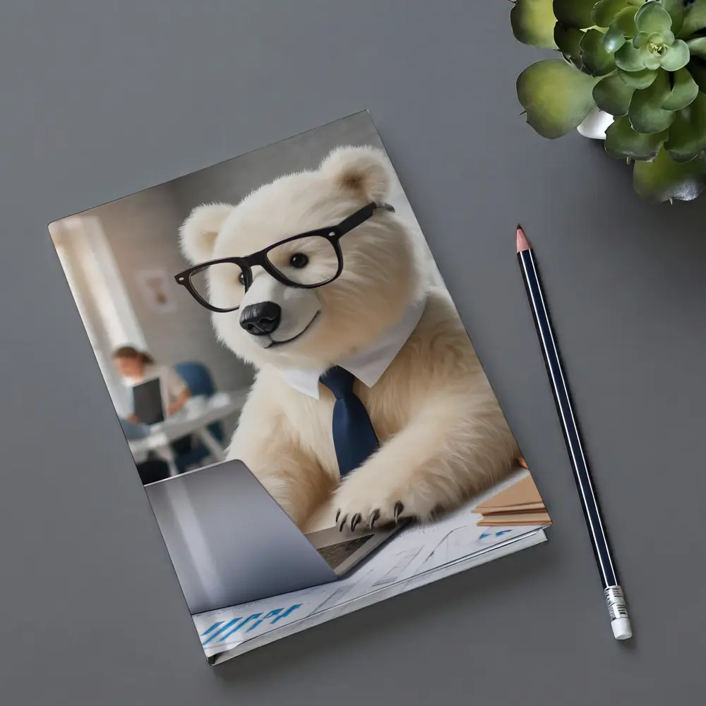 Polar Bear Office Worker Wearing Glasses Tie – Notebooks