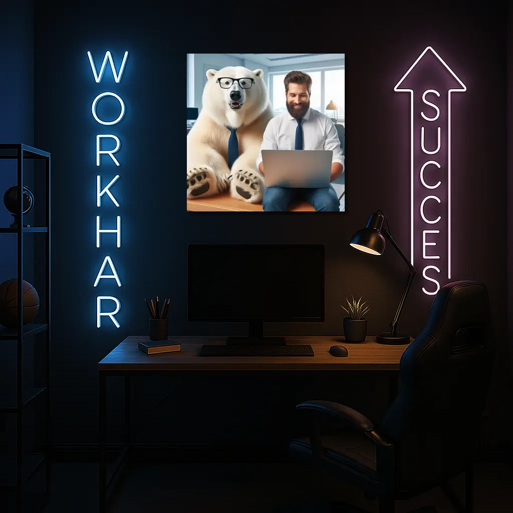 Polar Bear In Glasses Office Coworker Scene – Wall Art
