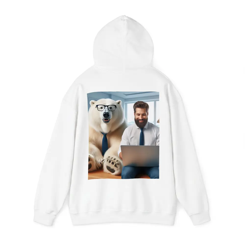 Polar Bear In Glasses Office Coworker Scene – Hoodies