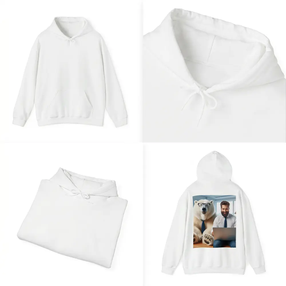 Polar Bear In Glasses Office Coworker Scene – Hoodies
