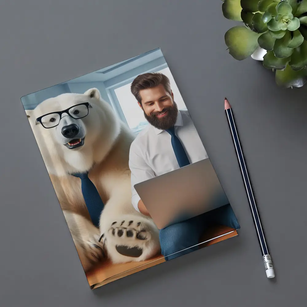 Polar Bear In Glasses Office Coworker Scene – Notebooks