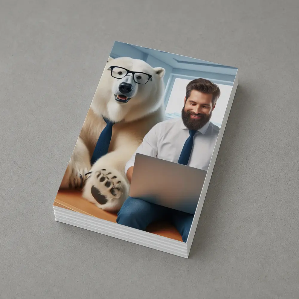 Polar Bear In Glasses Office Coworker Scene – Postcards