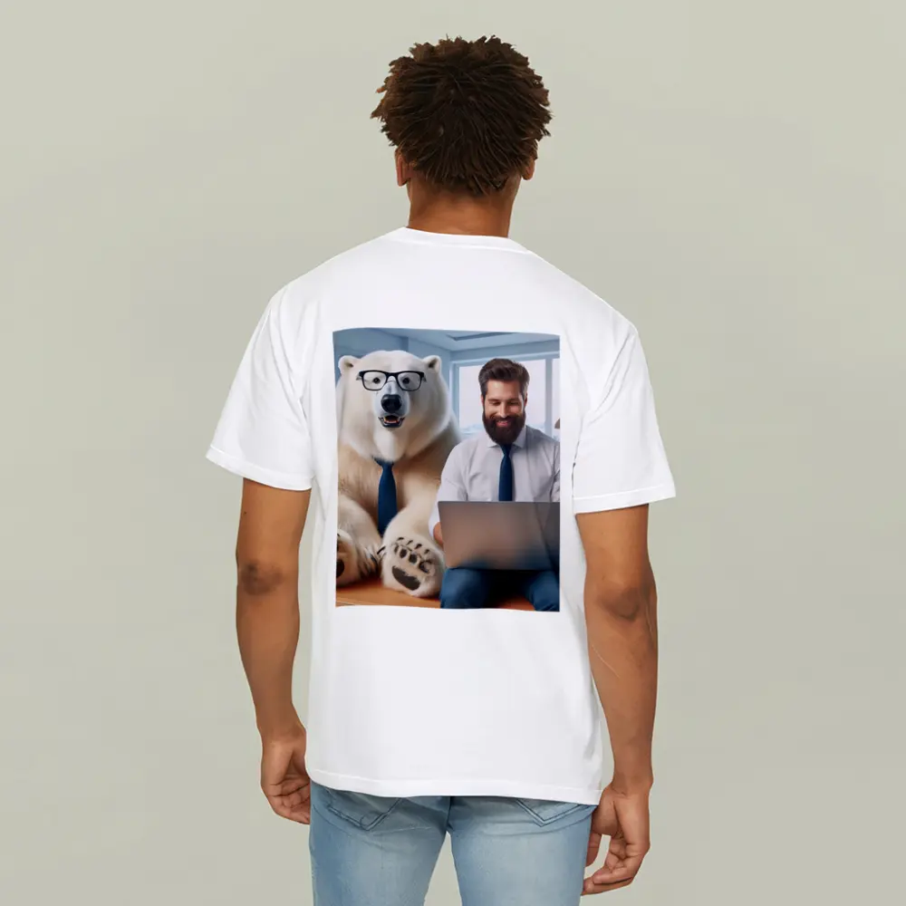 Polar Bear In Glasses Office Coworker Scene – T-Shirts