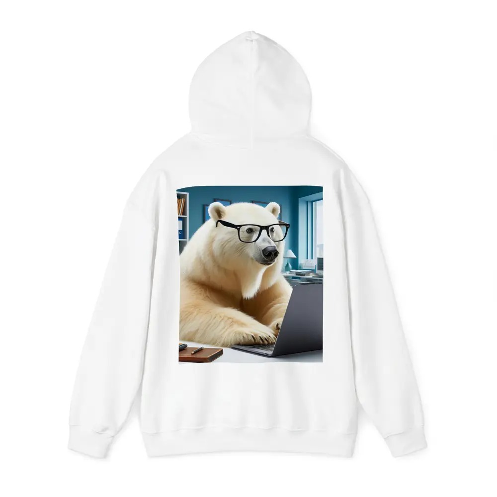 Polar Bear With Glasses Working Office Laptop – Hoodies