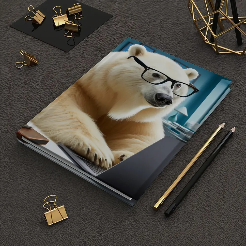 Polar Bear With Glasses Working Office Laptop – Notebooks