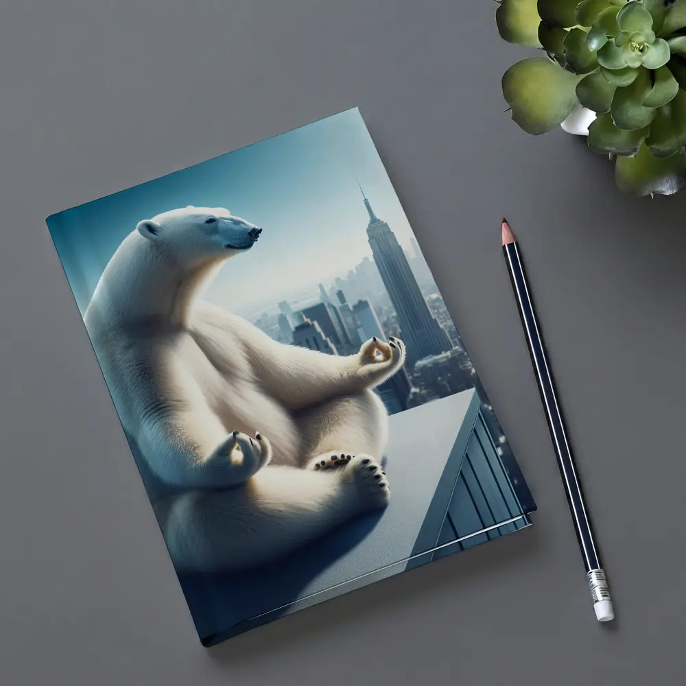 Polar Bear Meditating Over City Skyline – Notebooks