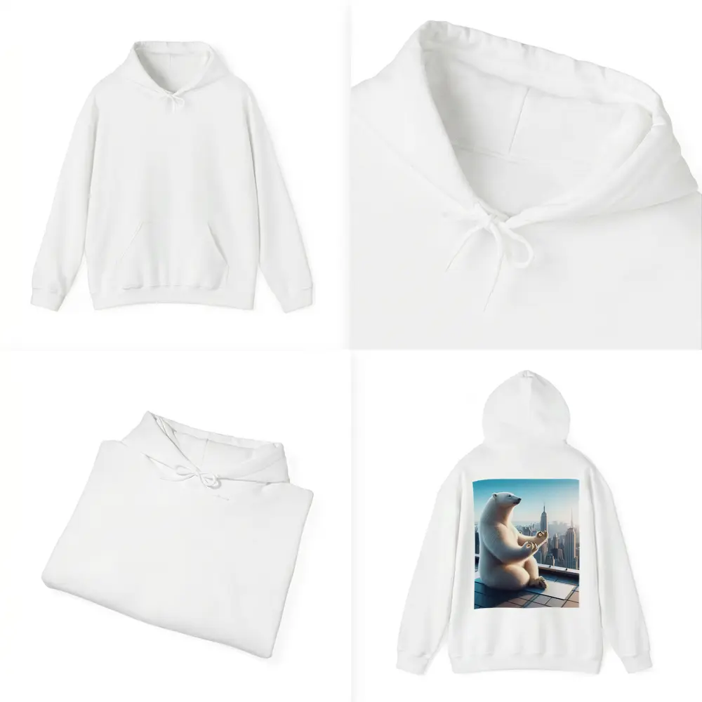 Polar Bear Meditating On City Rooftop – Hoodies