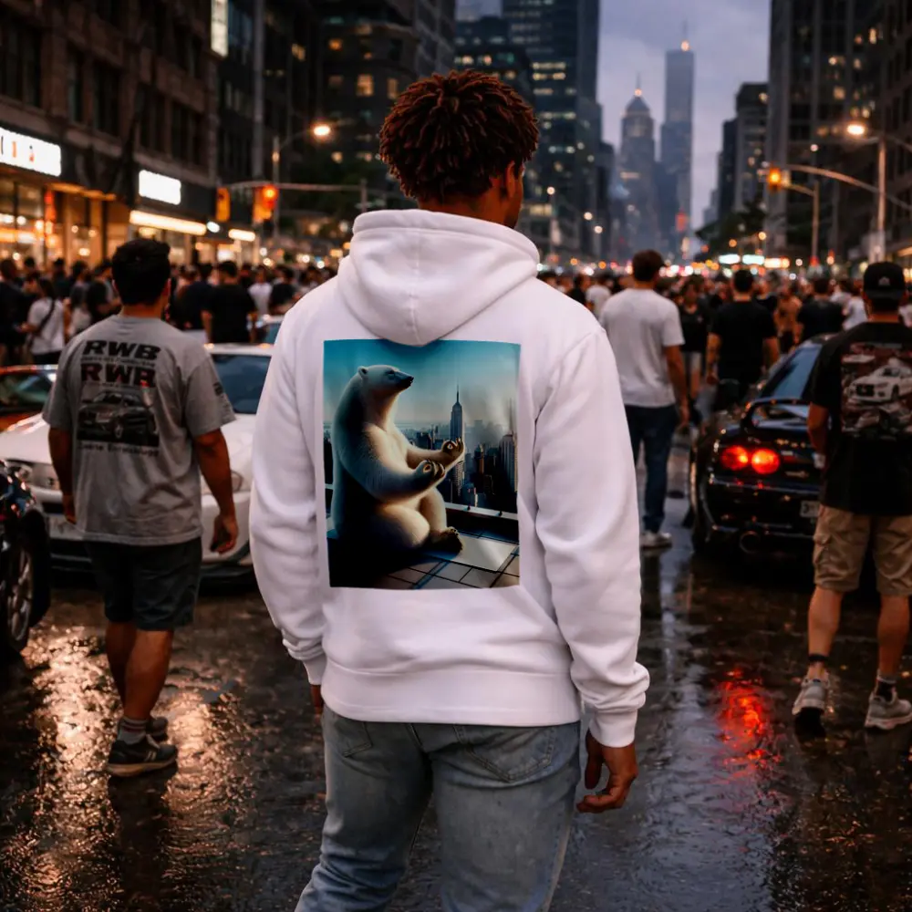 Polar Bear Meditating On City Rooftop – Hoodies