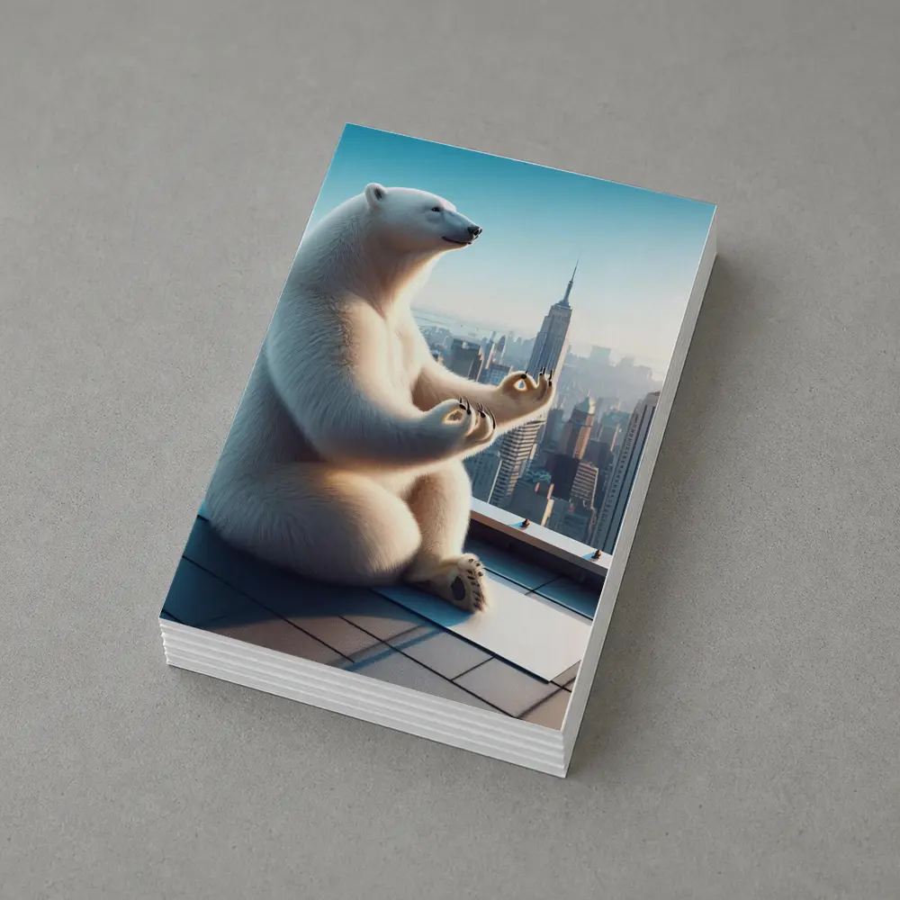 Polar Bear Meditating On City Rooftop – Postcards