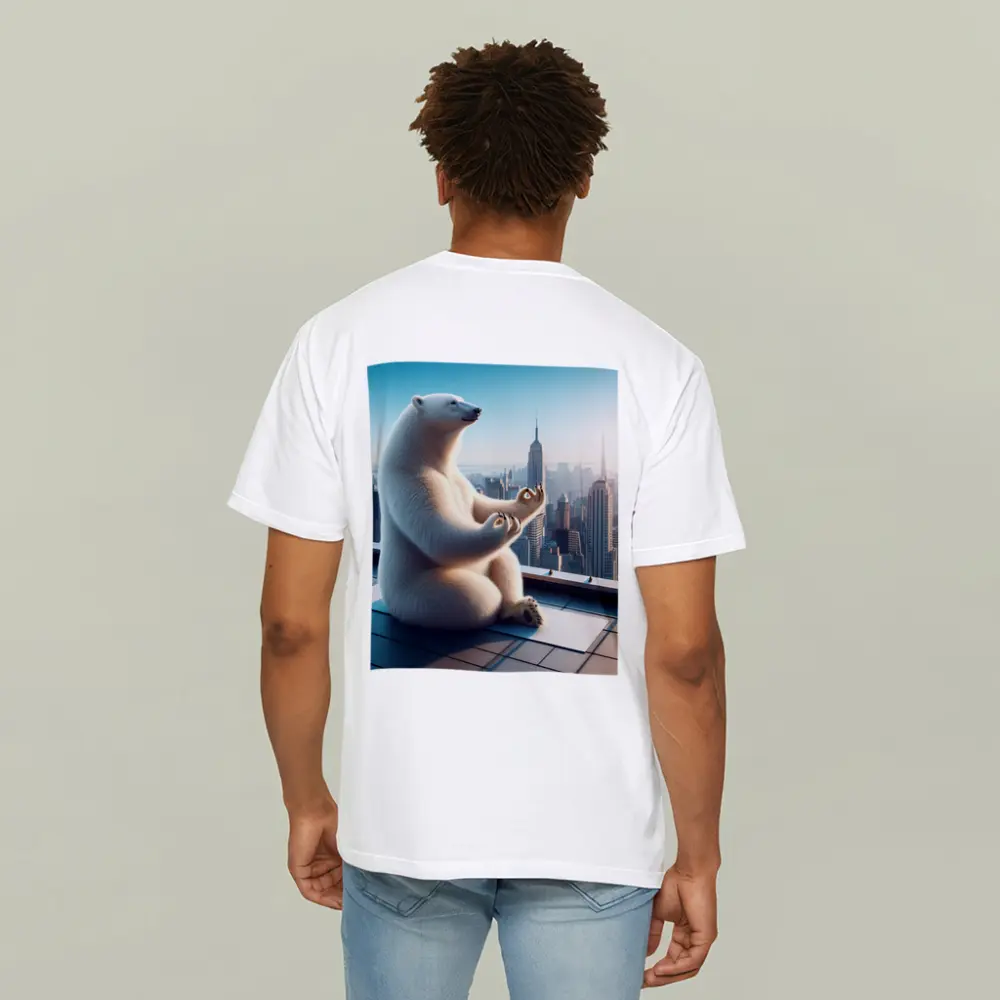 Polar Bear Meditating On City Rooftop – T-Shirts