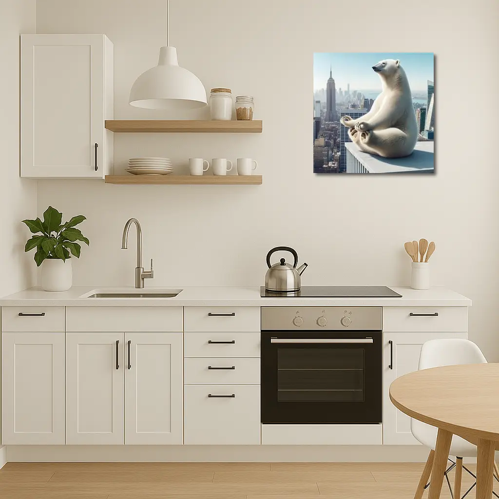 Polar Bear Meditating Over New York City – Wall Art