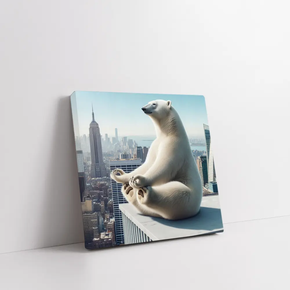 Polar Bear Meditating Over New York City – Wall Art