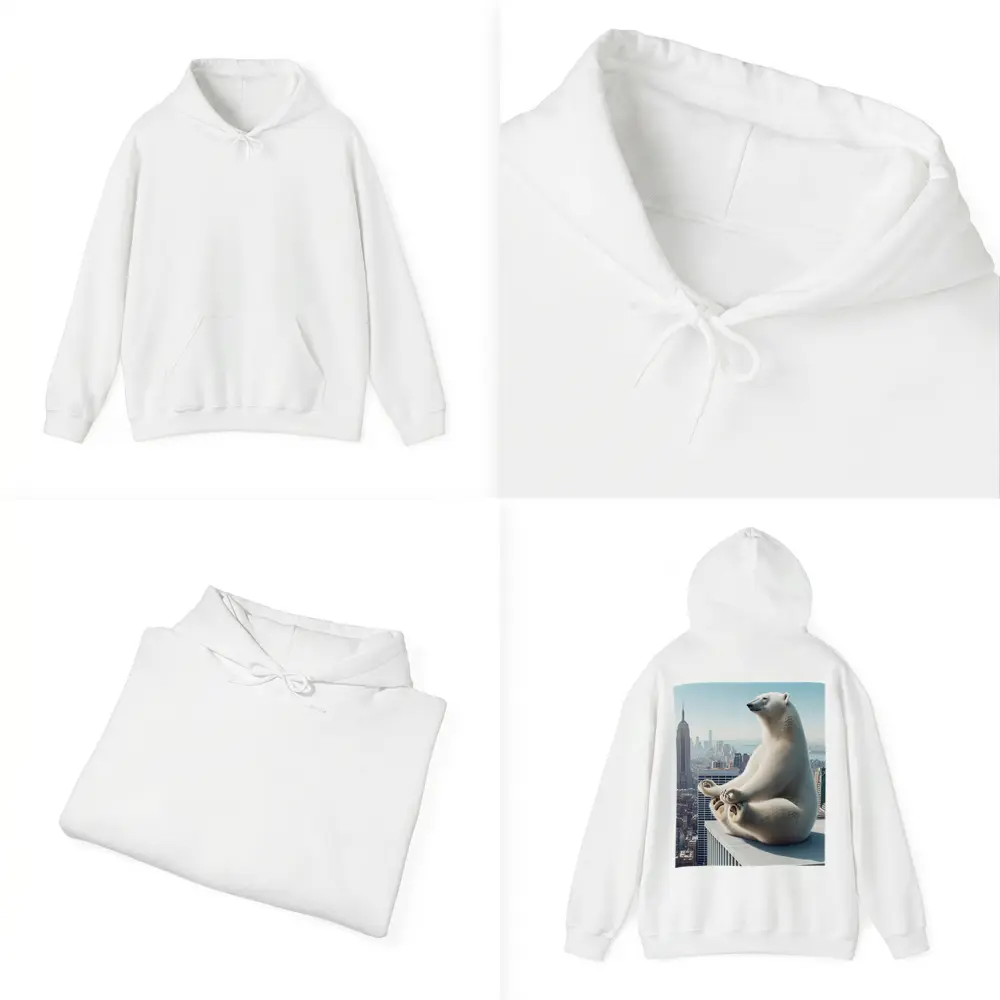 Polar Bear Meditating Over New York City – Hoodies
