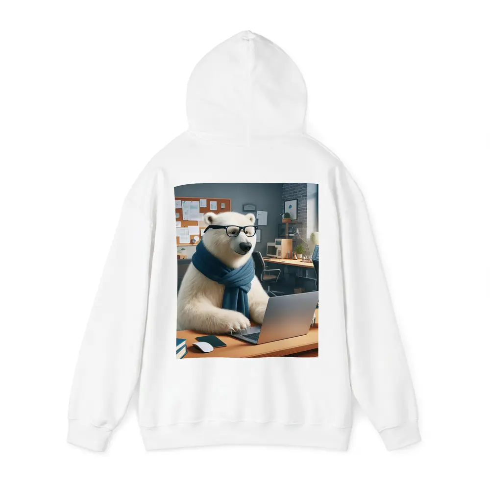 Polar Bear With Glasses Working Office – Hoodies