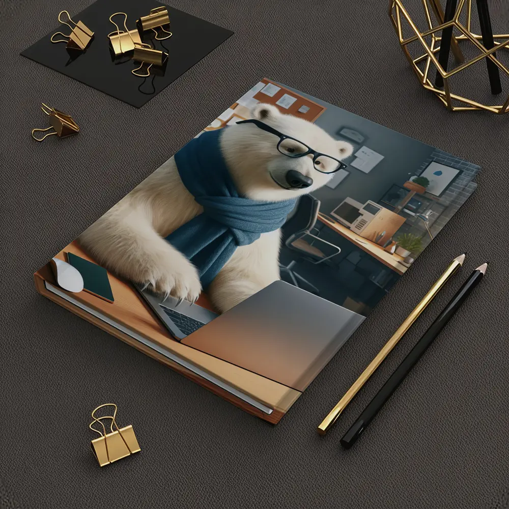 Polar Bear With Glasses Working Office – Notebooks