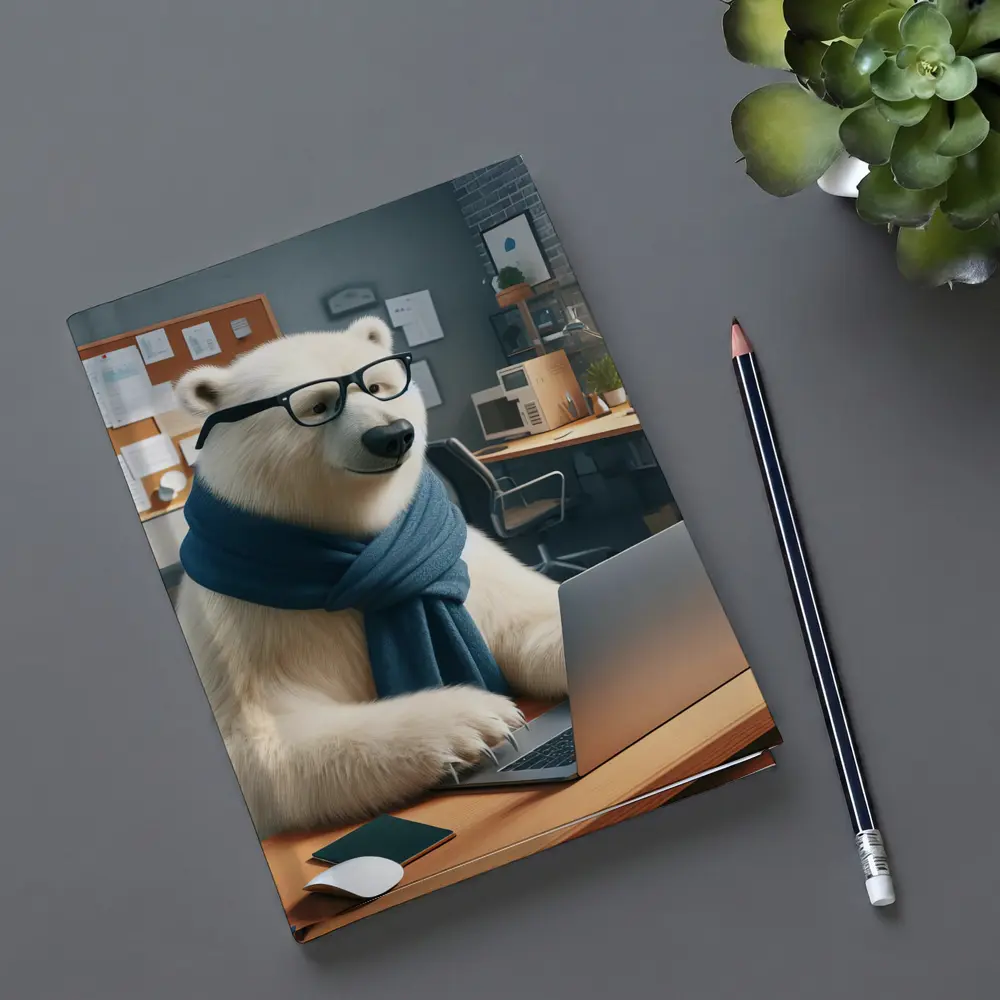 Polar Bear With Glasses Working Office – Notebooks