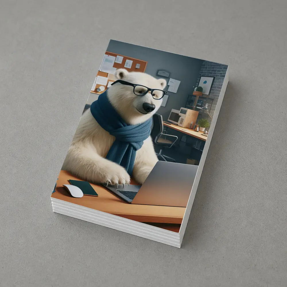 Polar Bear With Glasses Working Office – Postcards