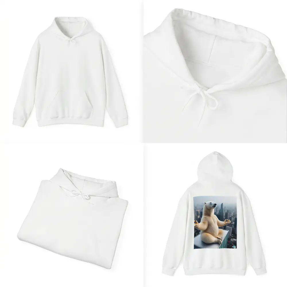 Polar Bear Meditating Yoga City Skyline – Hoodies