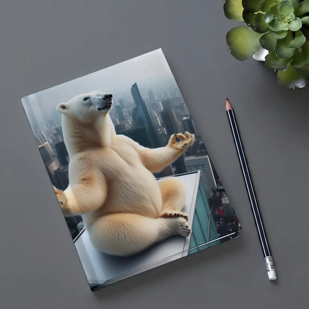 Polar Bear Meditating Yoga City Skyline – Notebooks