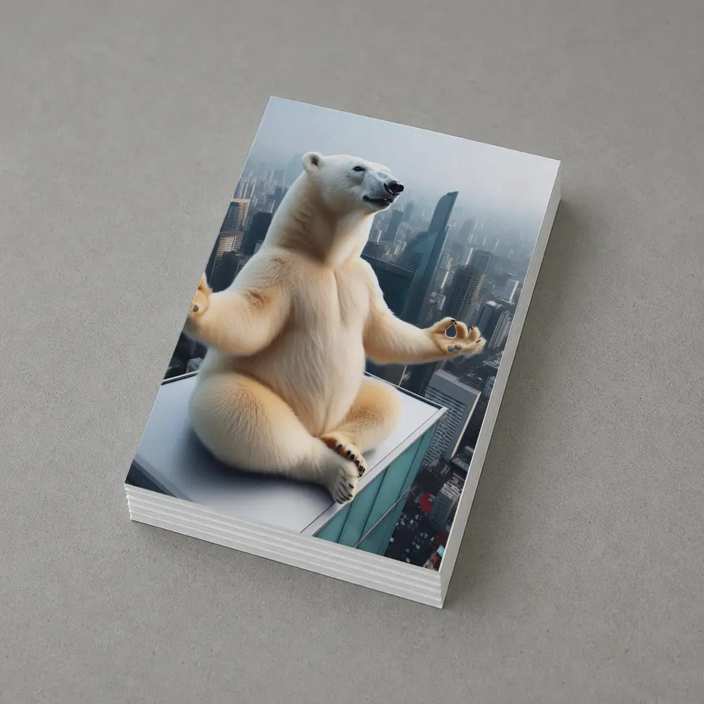 Polar Bear Meditating Yoga City Skyline – Postcards