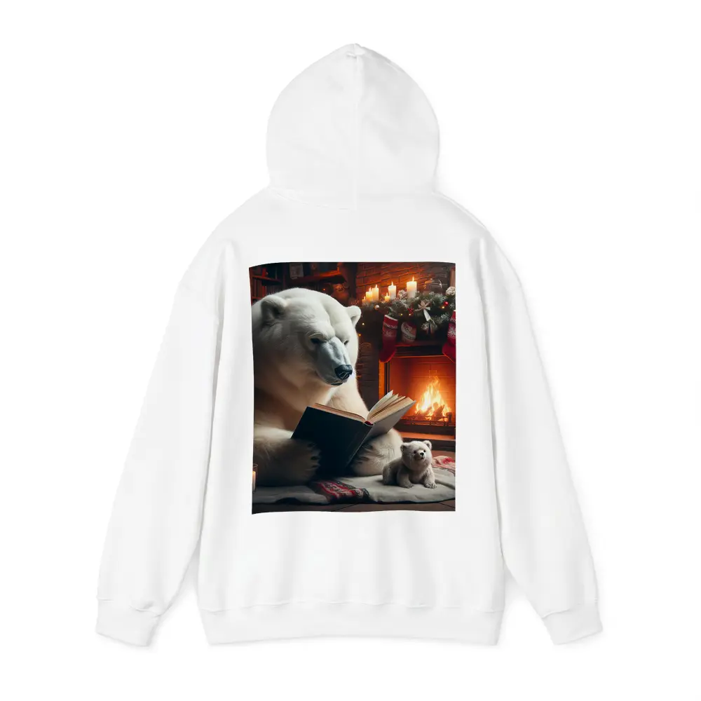 Polar Bear Reading Book Christmas Fireplace – Hoodies
