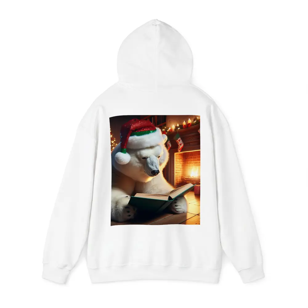 Polar Bear Reading Book Christmas Fireplace – Hoodies