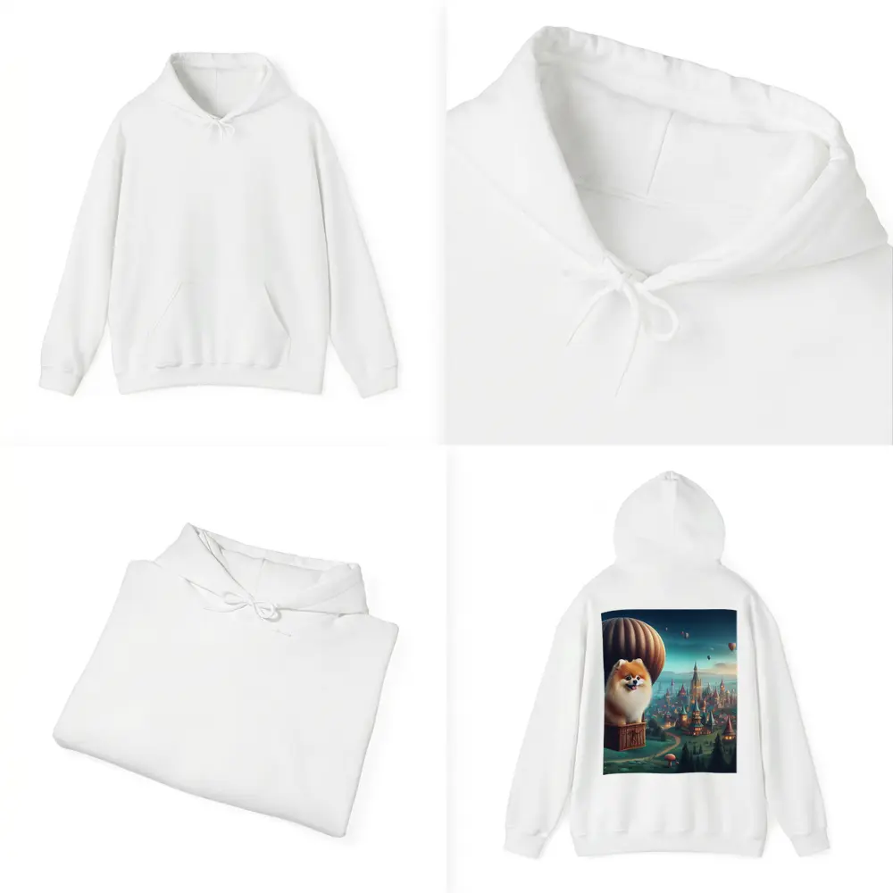 Pomeranian Dog Hot Air Balloon Fantasy City – Hoodies