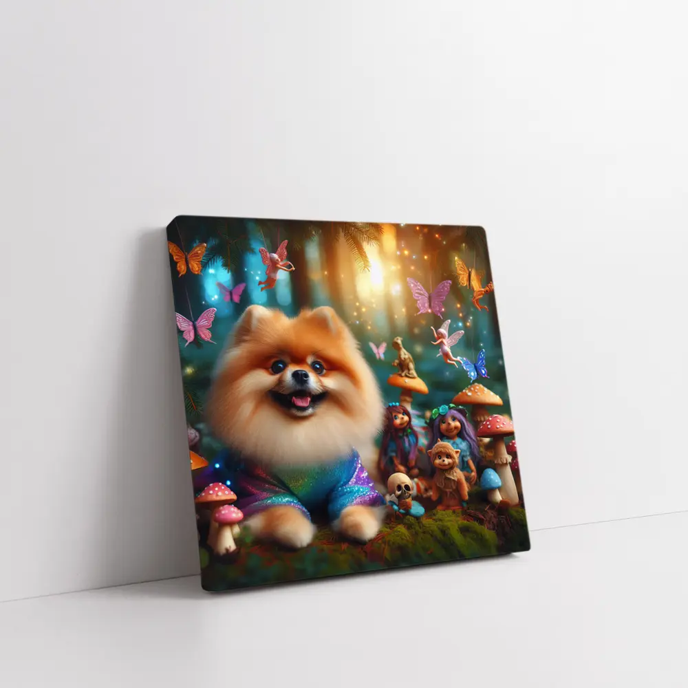 Pomeranian Dog Fantasy Forest Fairy Scene – Wall Art