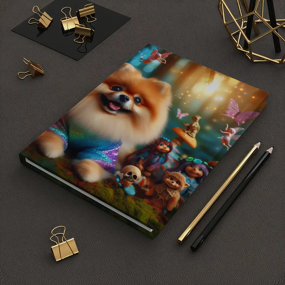 Pomeranian Dog Fantasy Forest Fairy Scene – Notebooks