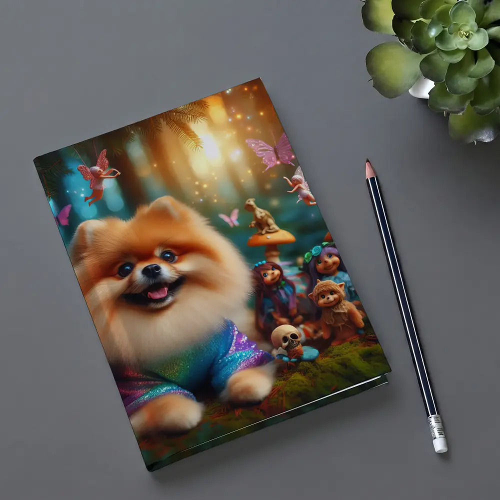 Pomeranian Dog Fantasy Forest Fairy Scene – Notebooks