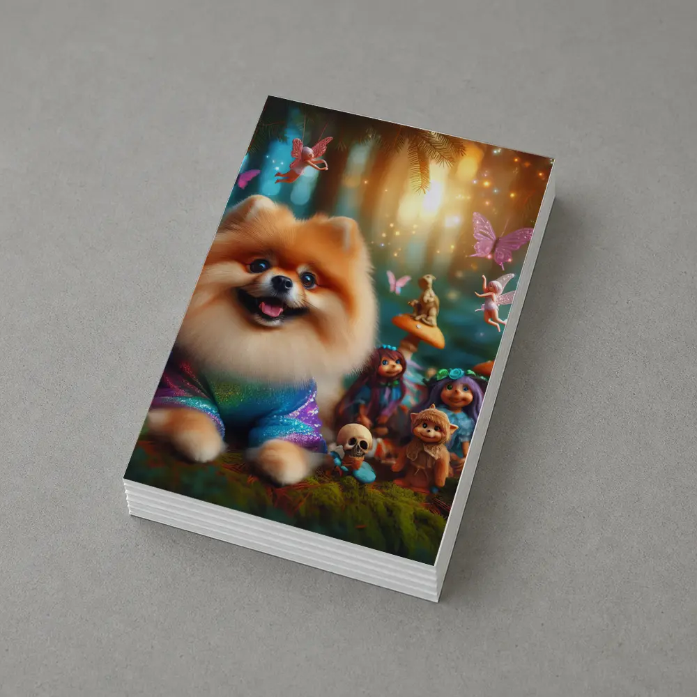 Pomeranian Dog Fantasy Forest Fairy Scene – Postcards