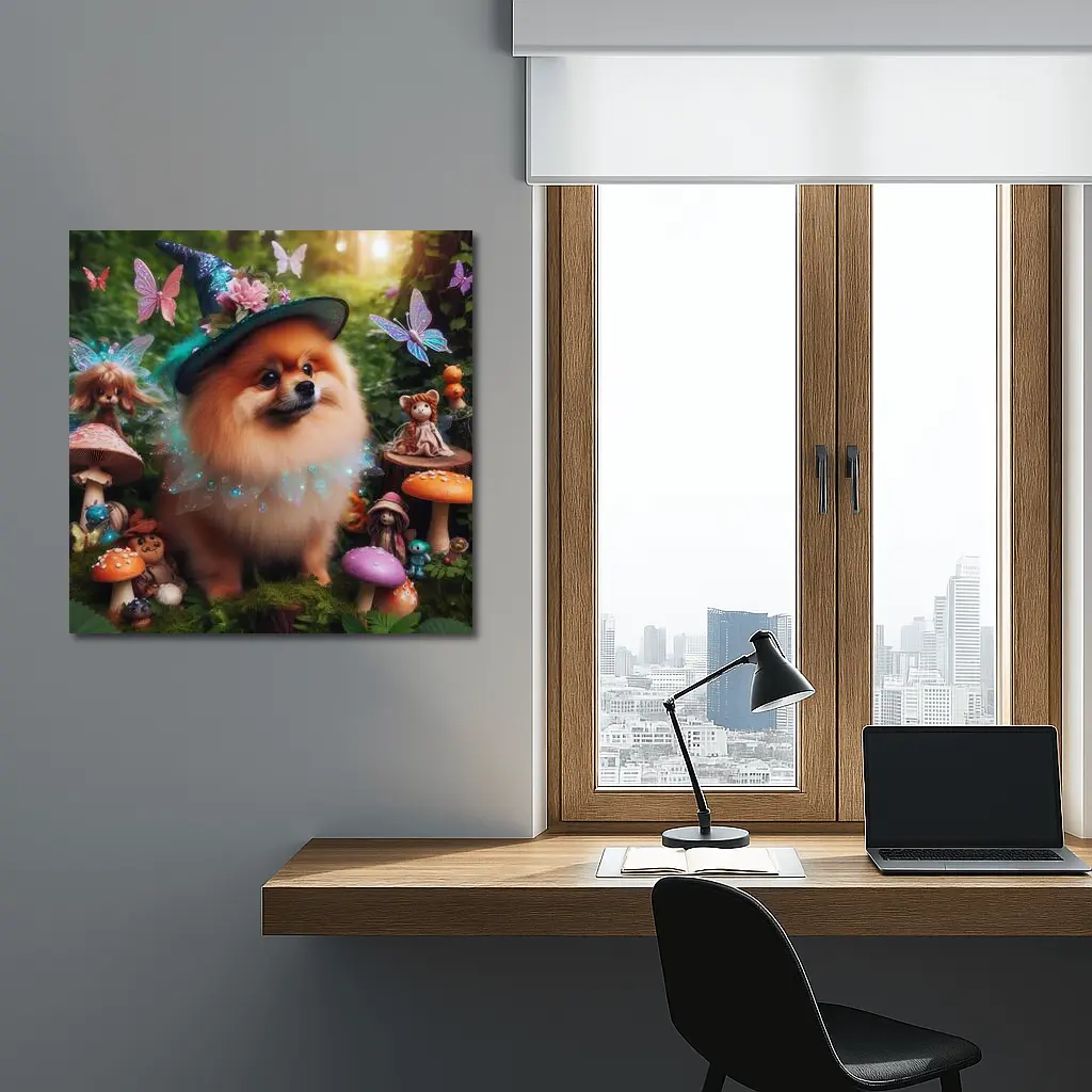 Pomeranian Wizard Hat Magical Forest Fantasy – Wall Art