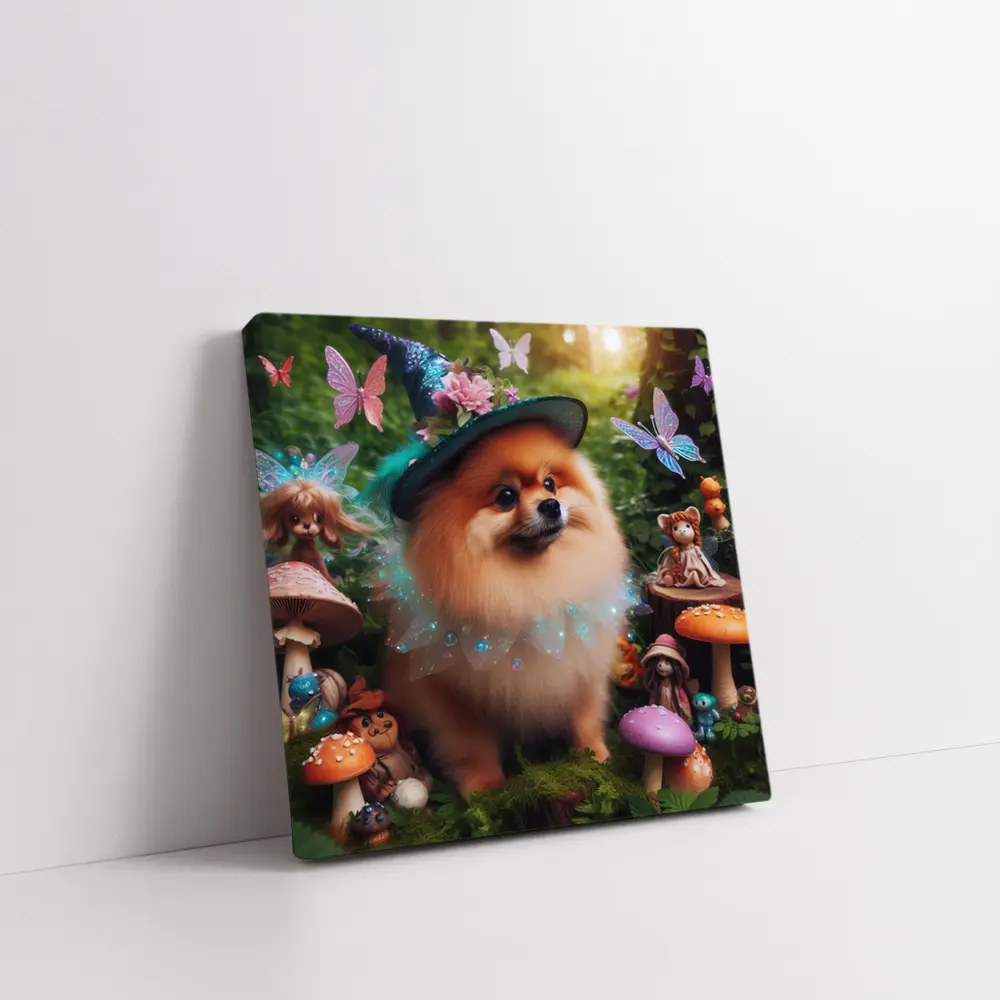Pomeranian Wizard Hat Magical Forest Fantasy – Wall Art
