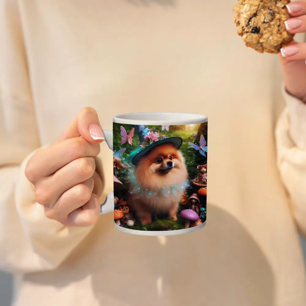 Pomeranian Wizard Hat Magical Forest Fantasy – Mugs