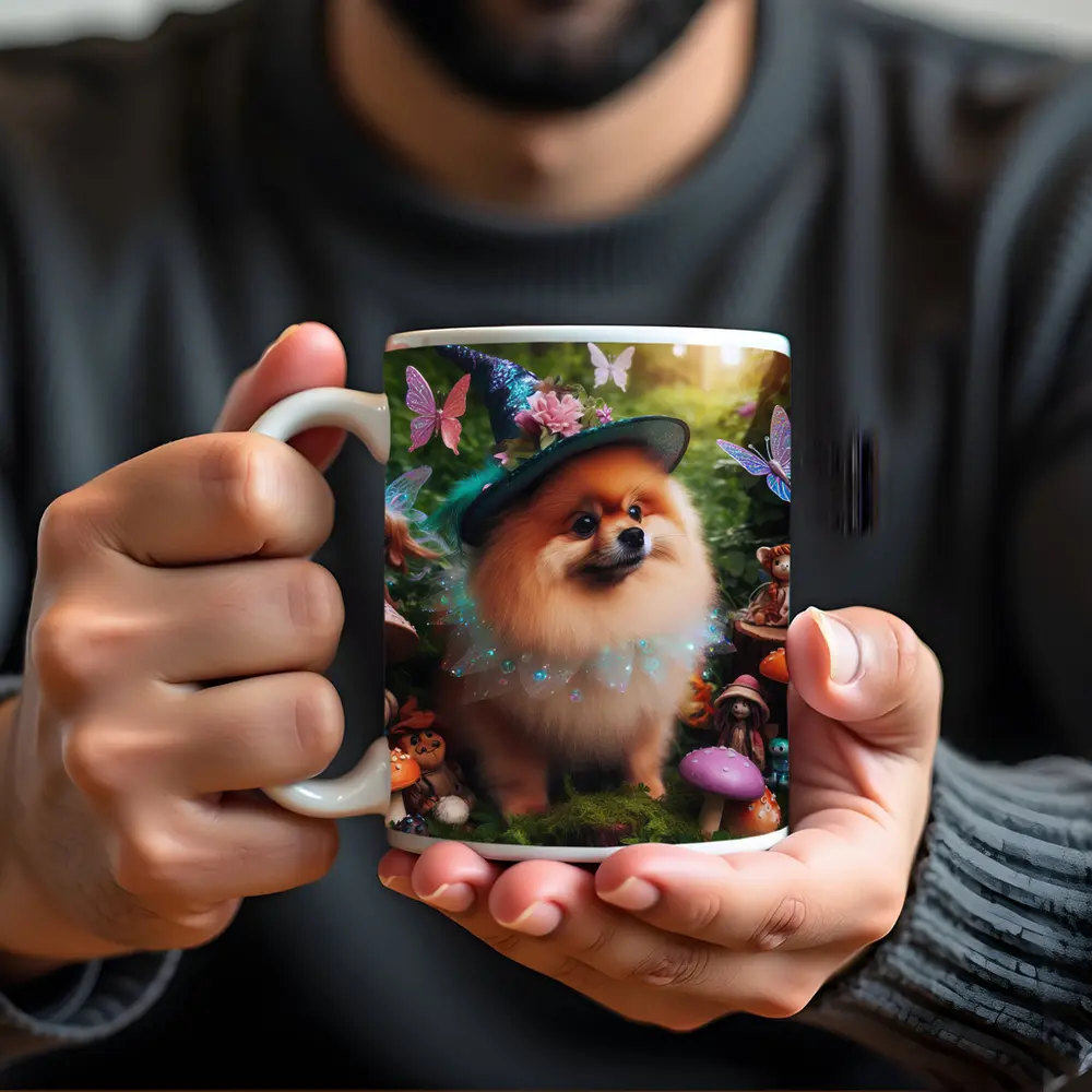 Pomeranian Wizard Hat Magical Forest Fantasy – Mugs