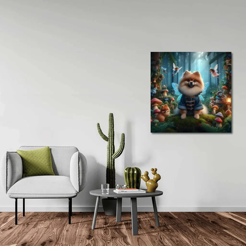 Pomeranian Fairy Wings Enchanted Mushroom Forest – Wall Art