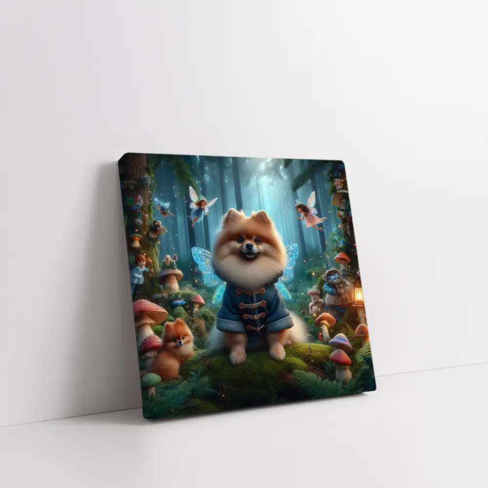 Pomeranian Fairy Wings Enchanted Mushroom Forest – Wall Art