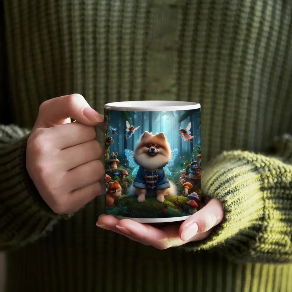 Pomeranian Fairy Wings Enchanted Mushroom Forest – Mugs