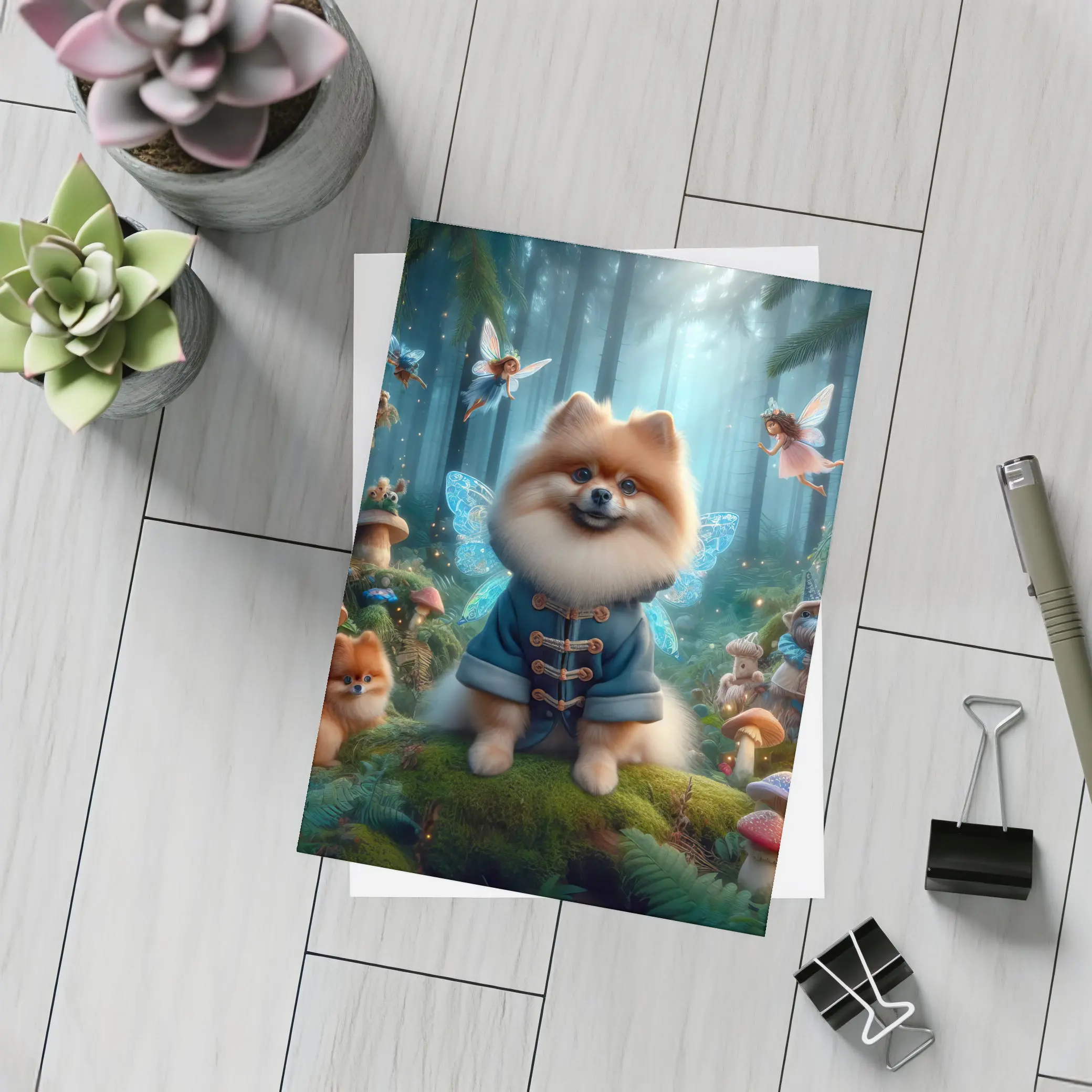 Pomeranian Fairy Wings Enchanted Mushroom Forest – Postcards