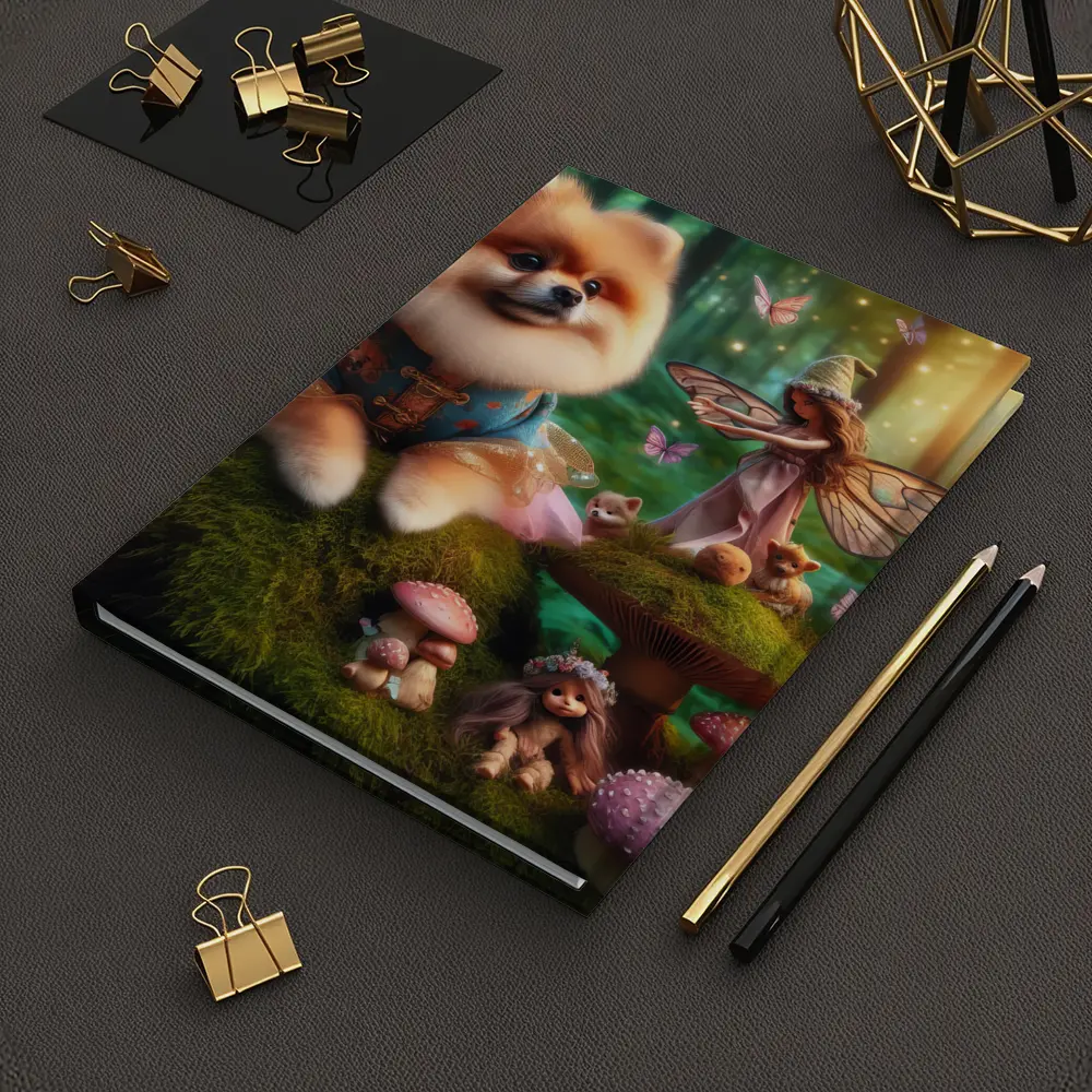 Pomeranian Dog Fairy Forest Fantasy Scene – Notebooks