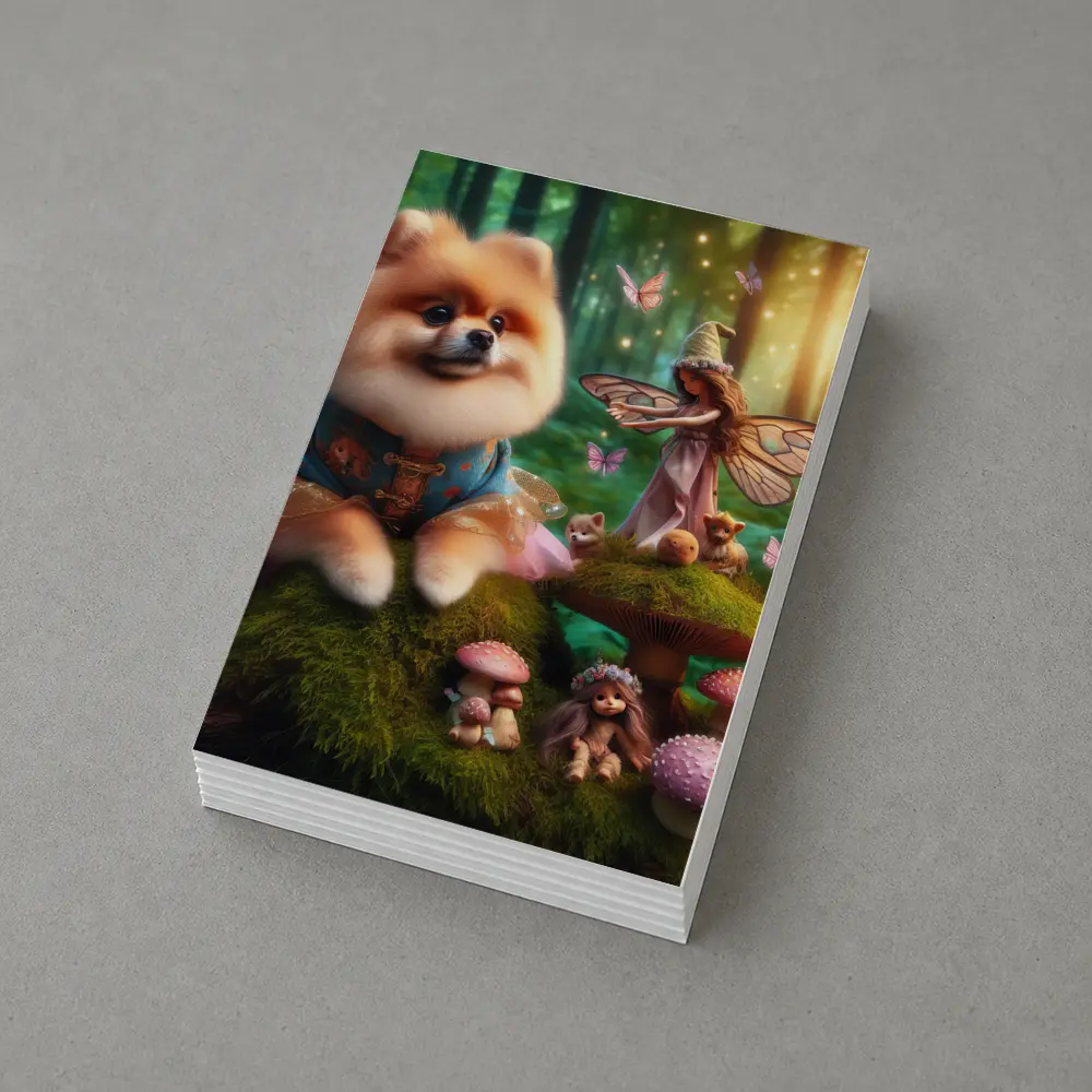 Pomeranian Dog Fairy Forest Fantasy Scene – Postcards
