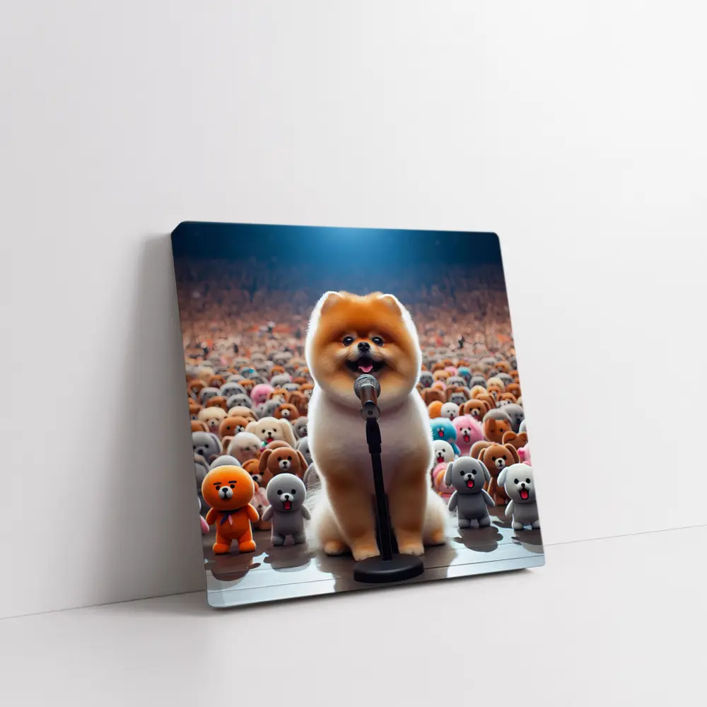 Pomeranian Dog Singing On Stage Concert – Wall Art
