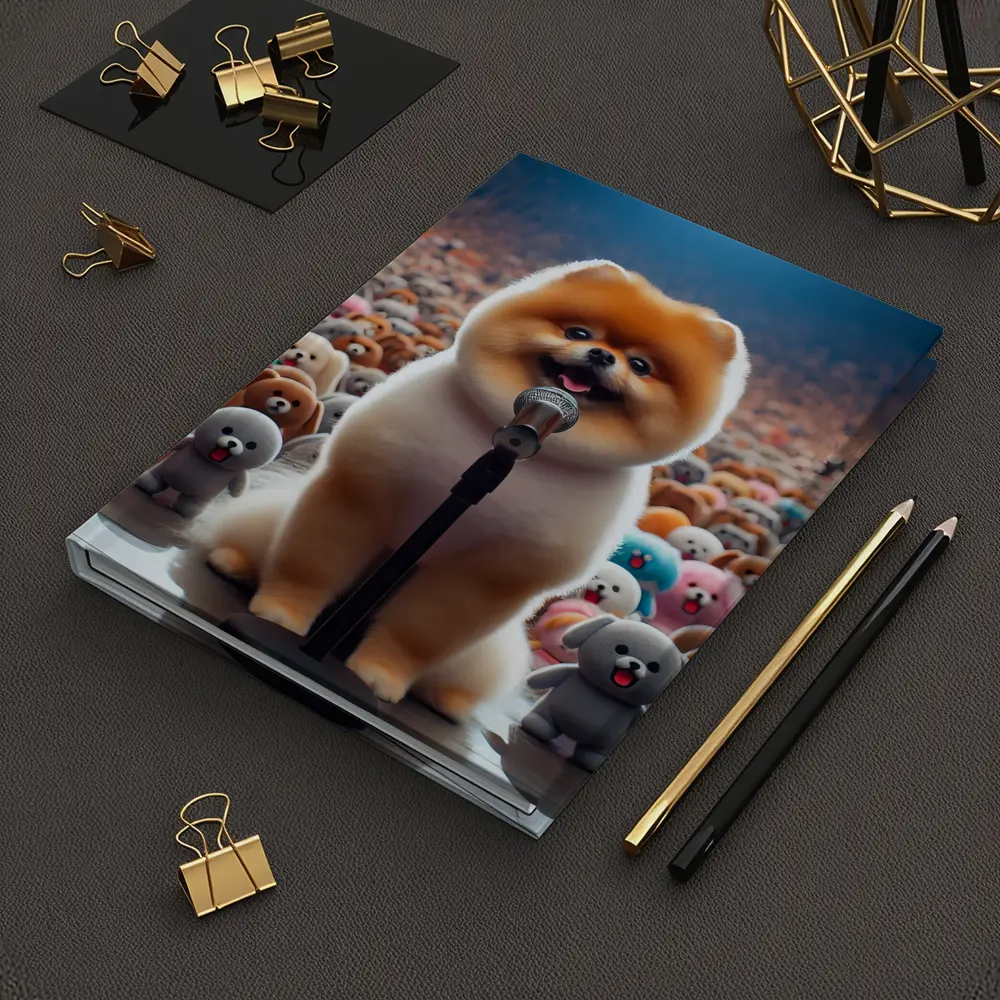Pomeranian Dog Singing On Stage Concert – Notebooks
