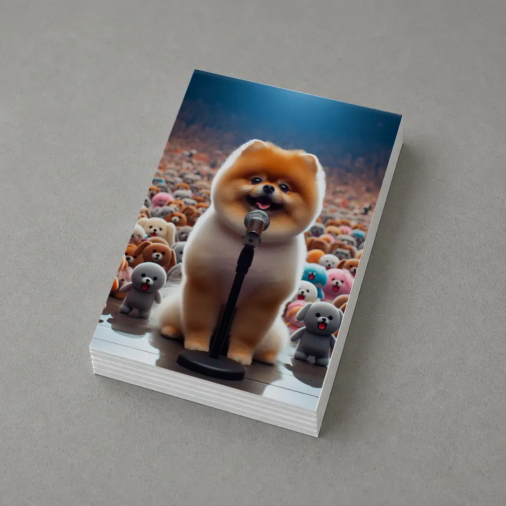 Pomeranian Dog Singing On Stage Concert – Postcards