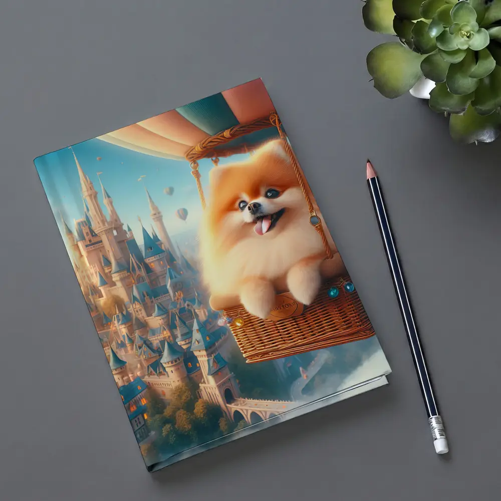 Pomeranian Dog Flying Hot Air Balloon Castle – Notebooks